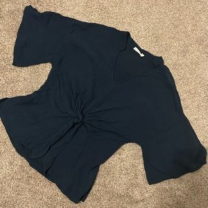 Teal blue lush blouse twist vneck